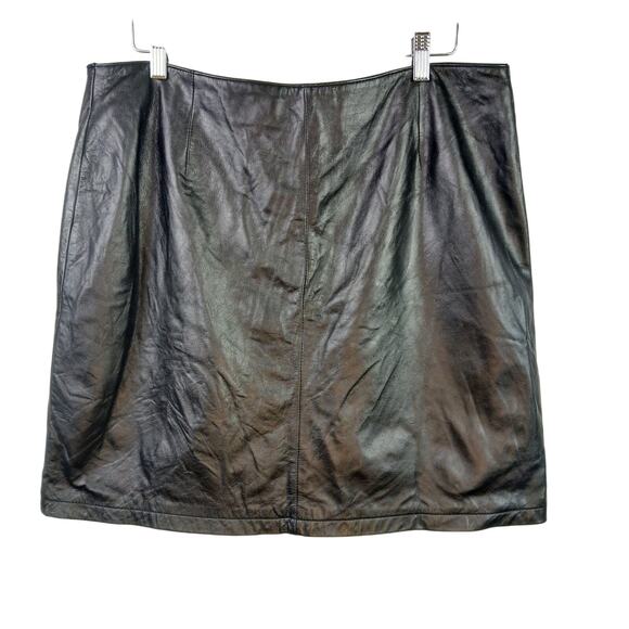 Wilsons Leather Maxima SZ 22 VTG Black Leather Mini Pencil Skirt Fits Like 16 - Picture 2 of 6